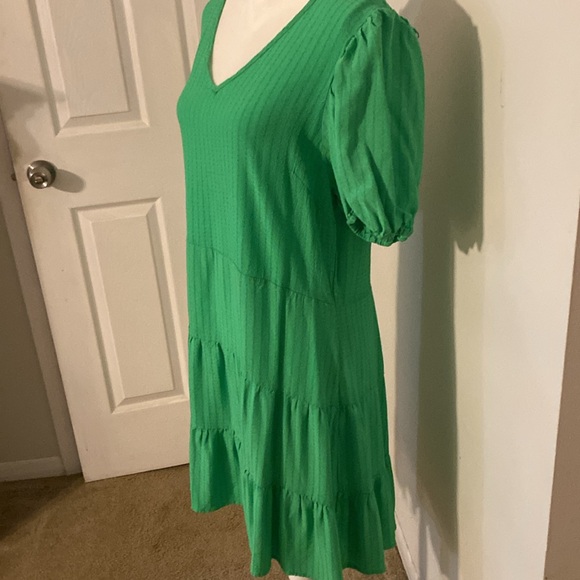 CATO Green Smocked Tiered Dress XL Puff Sleeve Cottagecore - Picture 2 of 6